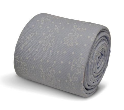 pale baby blue with floral design cotton tie